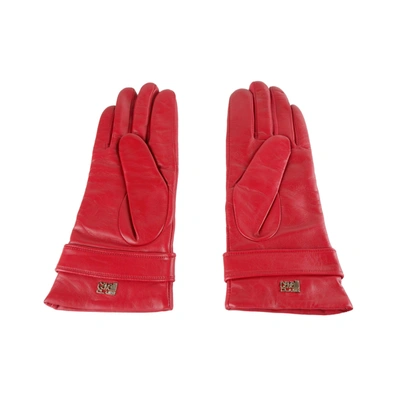 Shop Cavalli Class Chic Lamb Leather Lady Gloves In Women's Pink In Red