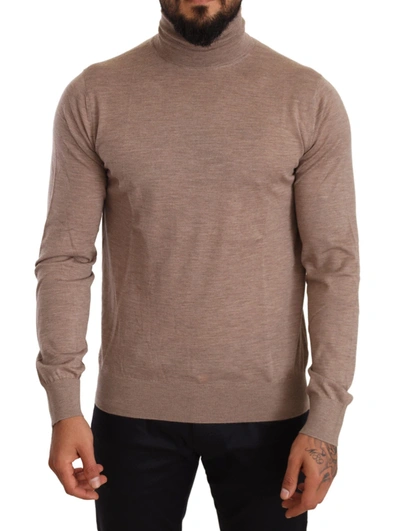 Shop Dolce & Gabbana Elegant Cashmere Turtleneck Men's Sweater In Brown