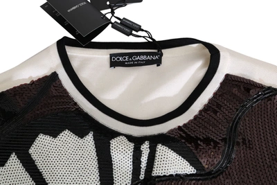 Shop Dolce & Gabbana New York Jazz Sequined Silk Men's Sweater In Black/white