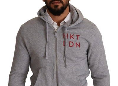 Hackett Gray Full Zip Hooded Cotton Sweatshirt Sweater In Gray