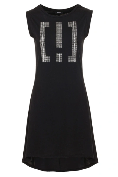 Shop Imperfect Elegant Black Logo Cotton Women's Dress