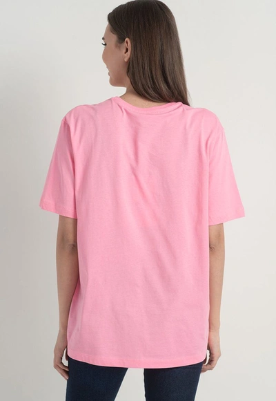 Shop Love Moschino Chic Logo Print Stretch Cotton Women's Tee In Pink