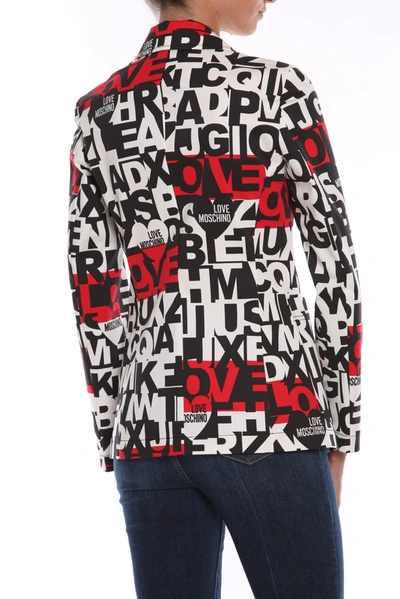 Shop Love Moschino Chic Monochrome  Jacket With Pops Of Women's Red In White