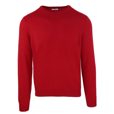 Shop Malo Elegant Crimson Wool-cashmere Blend Men's Sweater In Red