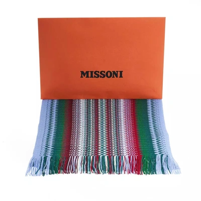Shop Missoni Vibrant Geometric Patterned Fringe Men's Scarf In Multicolor
