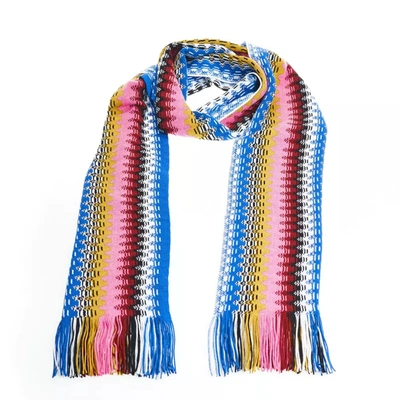 Shop Missoni Geometric Patterned Fringe Scarf In Vibrant Women's Hues In Multicolor