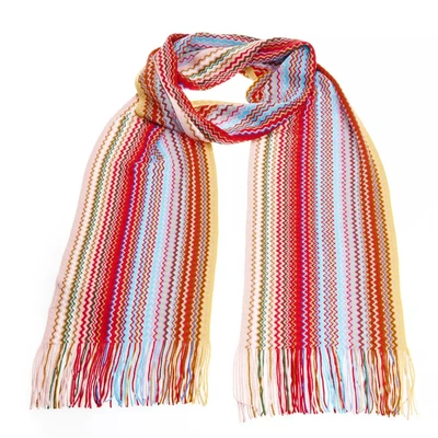 Shop Missoni Geometric Pattern Fringed Scarf In Bright Women's Hues In Multicolor