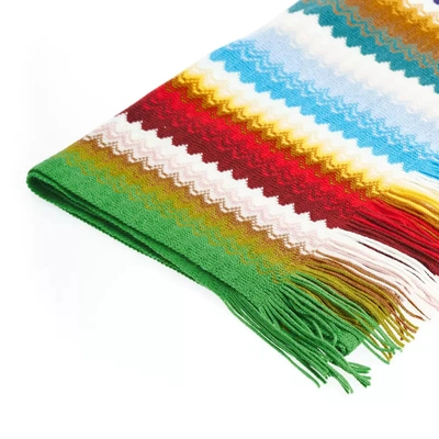 Shop Missoni Chic Geometric Patterned Scarf With Women's Fringes In Multicolor