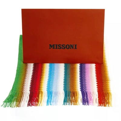 Shop Missoni Chic Geometric Patterned Scarf With Women's Fringes In Multicolor