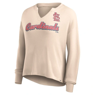 Shop Fanatics Branded Cream St. Louis Cardinals Go For It Waffle Knit Long Sleeve Notch Neck T-shirt