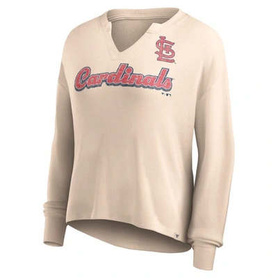 Fanatics Branded Cream St. Louis Cardinals Go For It Waffle Knit Long Sleeve Notch Neck T-shirt In Cream