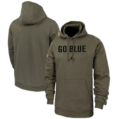 Shop Jordan Brand Olive Michigan Wolverines Military Pack Club Fleece Pullover Hoodie