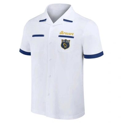 Shop Darius Rucker Collection By Fanatics White Milwaukee Brewers Bowling Button-up Shirt
