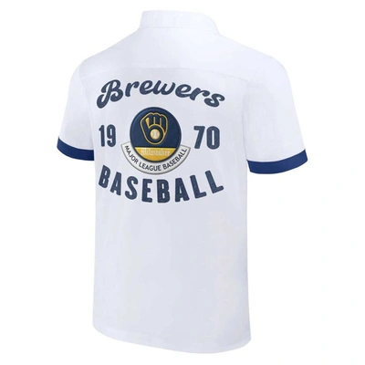Shop Darius Rucker Collection By Fanatics White Milwaukee Brewers Bowling Button-up Shirt