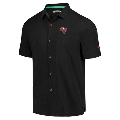 Tommy Bahama Black Tampa Bay Buccaneers Tidal Kickoff Camp Button-up Shirt In Black