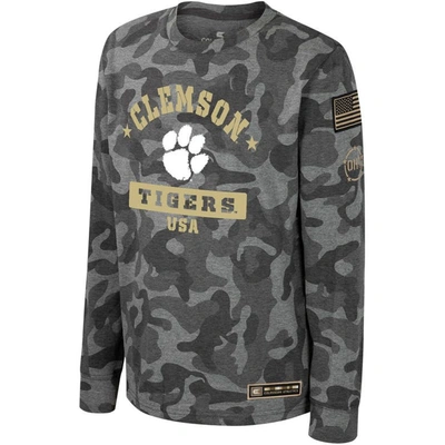 Shop Colosseum Youth  Camo Clemson Tigers Oht Military Appreciation Dark Star Long Sleeve T-shirt