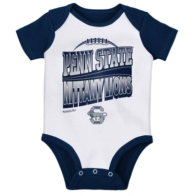 Shop Mitchell & Ness Infant  Navy/white Penn State Nittany Lions 3-pack Bodysuit, Bib And Bootie Set