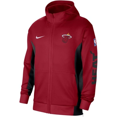 Shop Nike Red Miami Heat 2023/24 Authentic Showtime Full-zip Hoodie