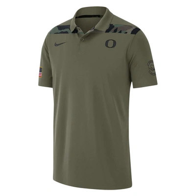 Shop Nike Olive Oregon Ducks 2023 Sideline Coaches Military Pack Performance Polo