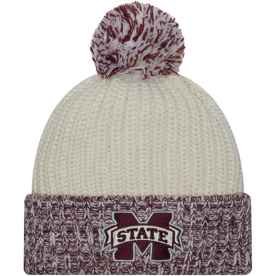 Shop New Era Cream Mississippi State Bulldogs Fresh Cuffed Knit Hat With Pom