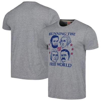 Shop Homage Gray Washington Nationals Doodle Collection Running The Free World Tri-blend T-shirt
