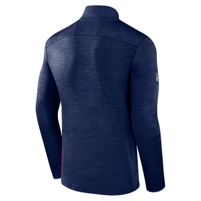 Shop Fanatics Branded  Heather Navy Columbus Blue Jackets Authentic Pro Quarter-zip Pullover Top
