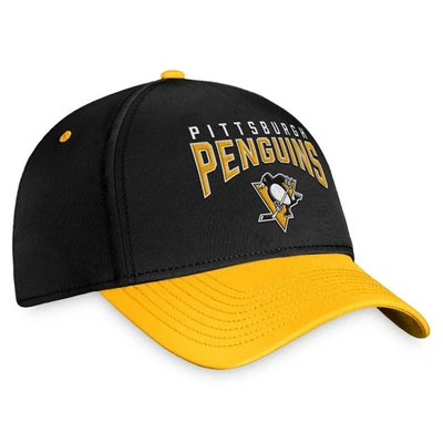 Shop Fanatics Branded Black/gold Pittsburgh Penguins Fundamental 2-tone Flex Hat