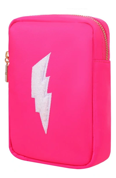 Bloc Bags Mini Lightening Bolt Cosmetics Bag In Hot Pink