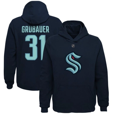 Shop Outerstuff Youth Philipp Grubauer Navy Seattle Kraken Player Name & Number Hoodie