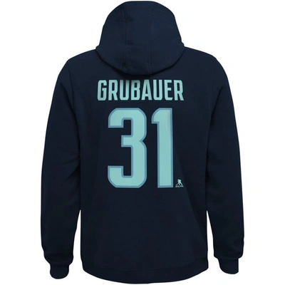 Shop Outerstuff Youth Philipp Grubauer Navy Seattle Kraken Player Name & Number Hoodie