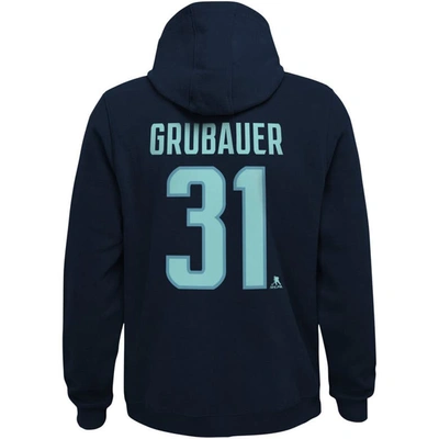 Outerstuff Big Boys Philipp Grubauer Navy Seattle Kraken Player Name And Number Hoodie In Navy