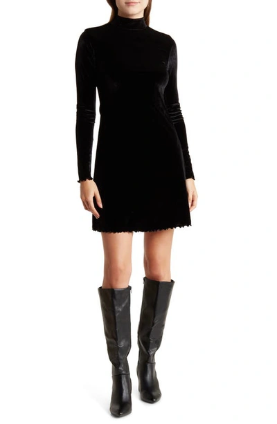 Shop Abound Long Sleeve Velour Trapeze Dress In Black Jet