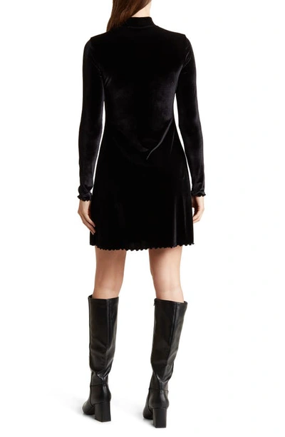Shop Abound Long Sleeve Velour Trapeze Dress In Black Jet