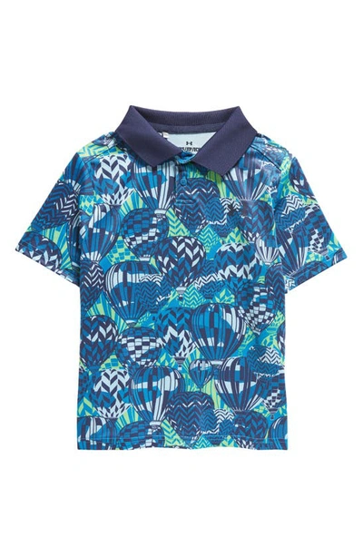 Shop Under Armour Kids' Performance Print Polo In Cosmic Blue / Green Screen