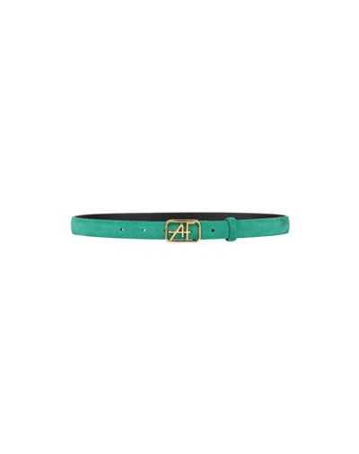 Shop Alberta Ferretti Woman Belt Emerald Green Size L Soft Leather