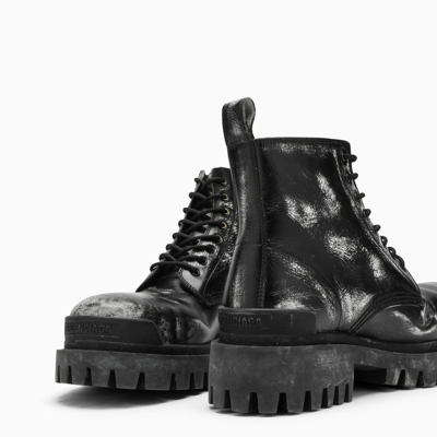 Shop Balenciaga Black Leather Lace Up Boot
