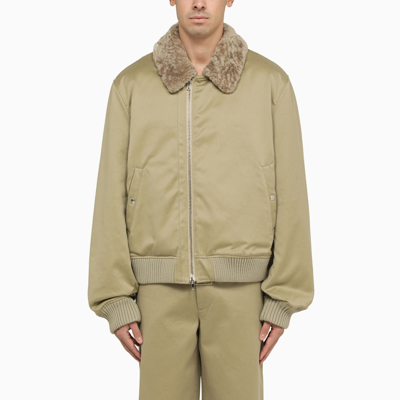 Shop Burberry Cotton And Shearling Bomber Jacket
