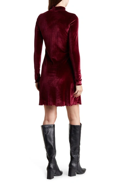 Shop Abound Long Sleeve Velour Trapeze Dress In Burgundy Royale