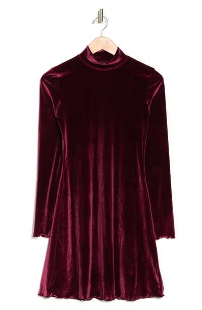 Shop Abound Long Sleeve Velour Trapeze Dress In Burgundy Royale