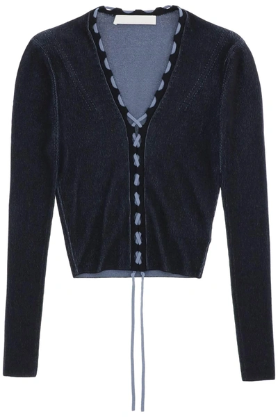 Shop Dion Lee Two Tone Lace Up Cardigan