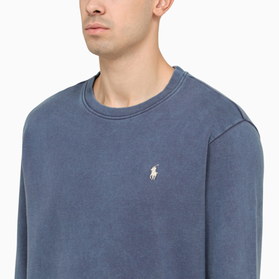 Shop Polo Ralph Lauren Washed Out Blue Crew Neck Sweatshirt