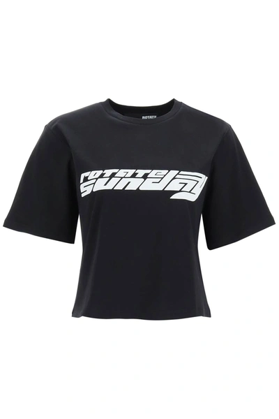 Shop Rotate Birger Christensen Rotate 'asteeer' T Shirt In Black Cotton