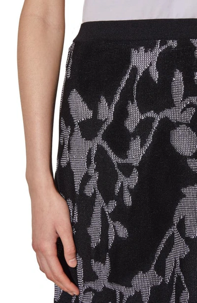 Shop Ming Wang Floral Jacquard Maxi Skirt In Black/ White