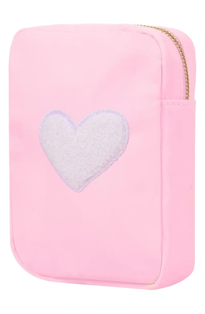 Shop Bloc Bags Mini Heart Cosmetics Bag In Baby Pink