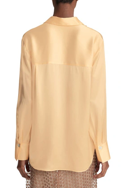 Shop Vince Relaxed Silk Blouse In Pale Ochre