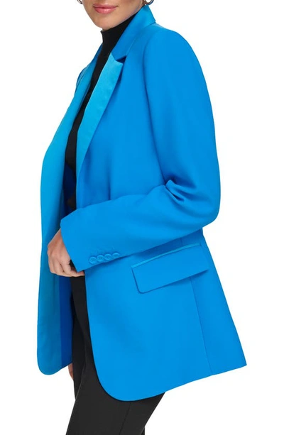 Shop Dkny Satin Lapel Jacket In Electric Blue