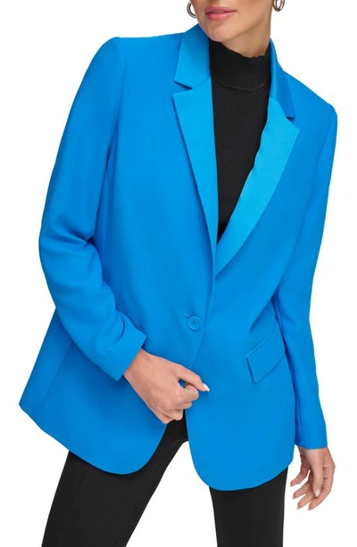 Shop Dkny Satin Lapel Jacket In Electric Blue