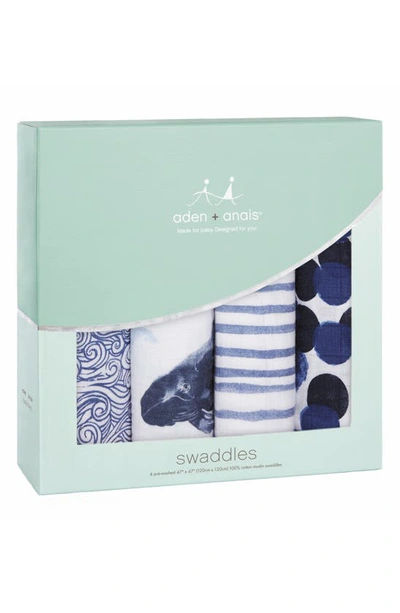Shop Aden + Anais 4-pack Classic Swaddling Cloths In Seafaring