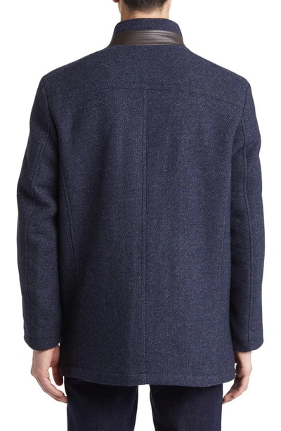 Johnston & Murphy Upton Bib Insert Wool Blend Car Coat In Navy