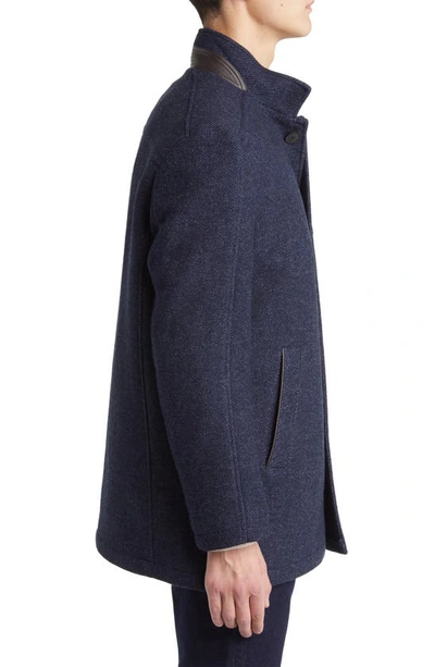 Johnston & Murphy Upton Bib Insert Wool Blend Car Coat In Navy